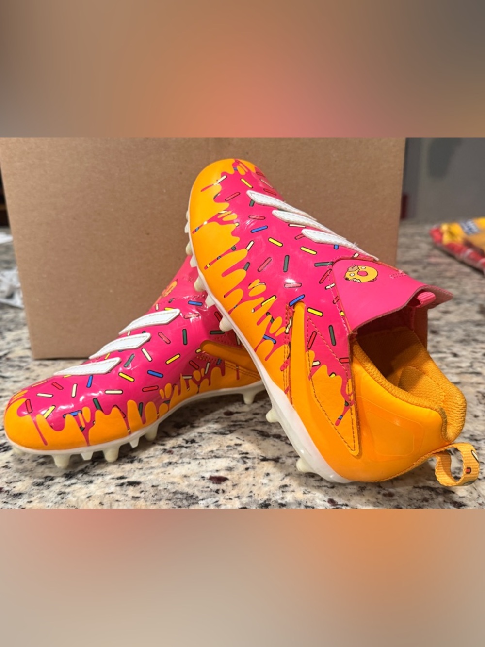 The Simpsons x Adidas Freak Spark J “Donut” Cleats Size 1 - Picture 7 of 13